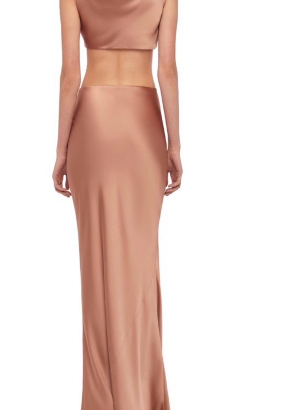 Norma Kamali Satin Maxi Bias Skirt Cappuccino